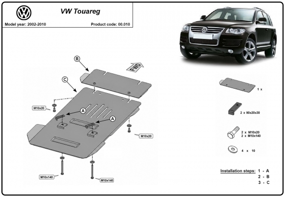 Acél kapcsolószekrény védőlemez Volkswagen Touareg R5 