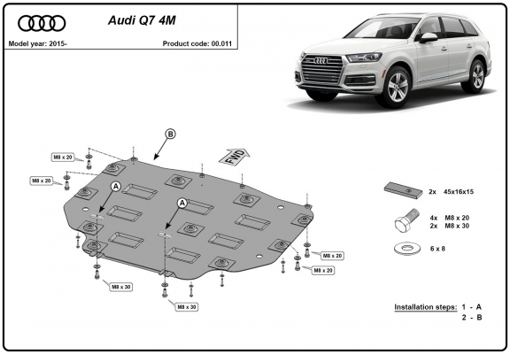 Acél kapcsolószekrény védőlemez Audi Q7