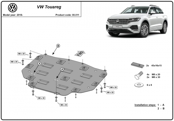 Acél kapcsolószekrény védőlemez VW Touareg