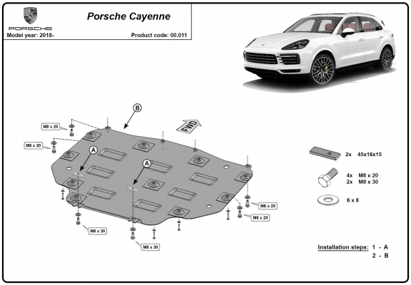 Acél kapcsolószekrény védőlemez Porsche Cayenne