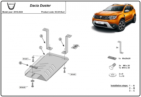 Alumínium differenciálmű védőlemez Dacia Duster 4x4