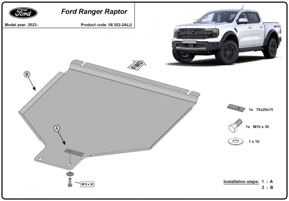 Aluminium kapcsolószekrény védőlemez Ford Ranger Raptor