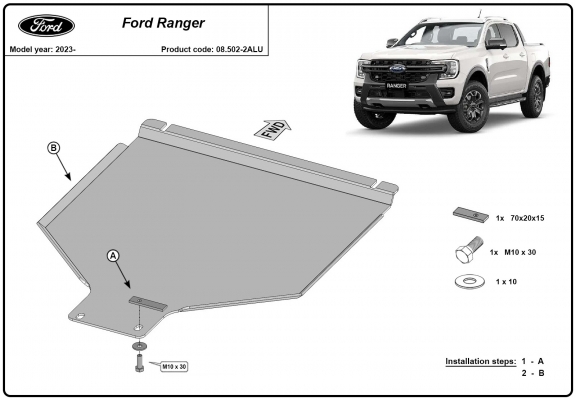 Aluminium kapcsolószekrény védőlemez Ford Ranger