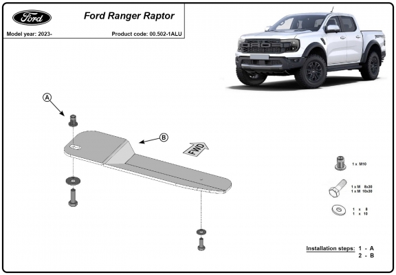 Aluminium üzemanyag szűrő védőlemez Ford Ranger Raptor