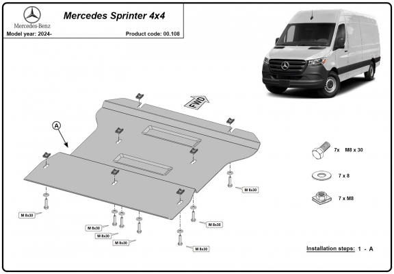 Acél kapcsolószekrény védőlemez Mercedes Sprinter 4x4