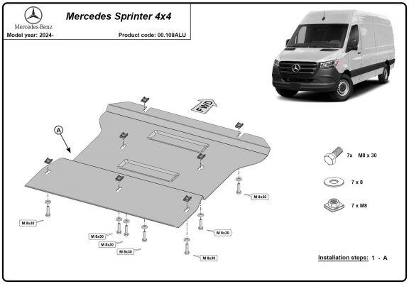Alumínium kapcsolószekrény védőlemez Mercedes Sprinter 4x4